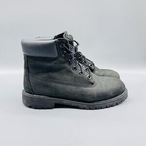 Timberland Boots Boys 6 Black Leather Waterproof Moto Biker Combat Lace Up Youth